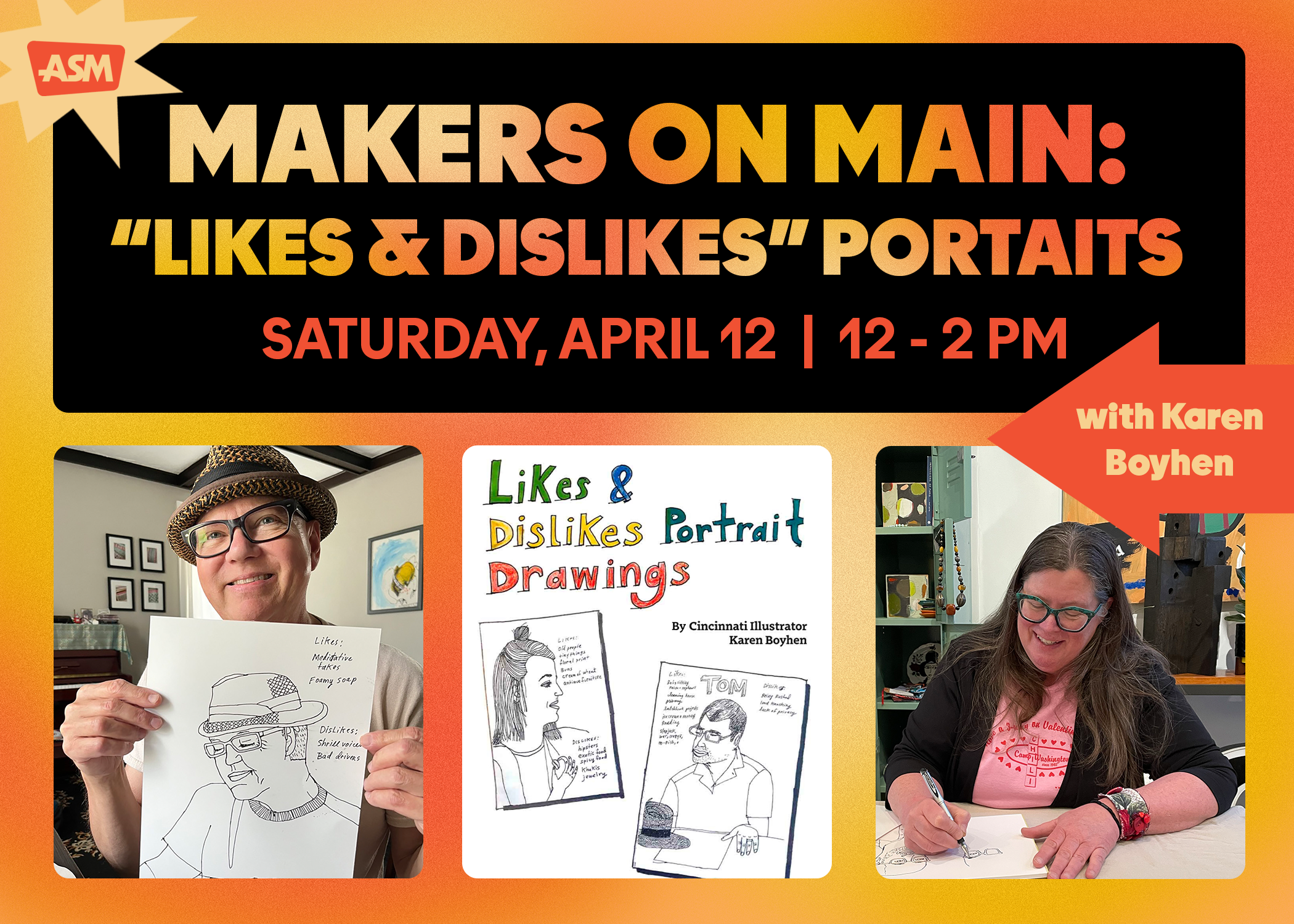 Makers on Main: "Likes & Dislikes" Portraits with Karen Boyhen