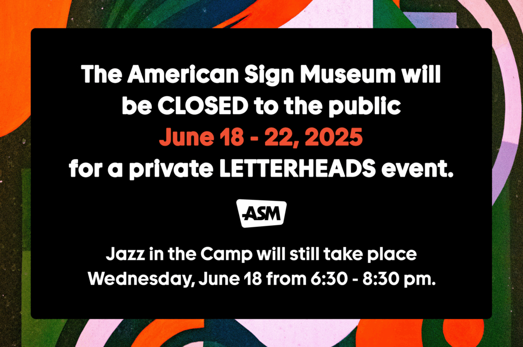 The ASM will be closed to the public June 18-22, 2025 for a private Letterheads event. Jazz in the Camp will still take place Wednesday, June 18 from 6:30-8:30pm.